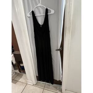 Dkny Black Maxi Tank Dress Twist Front Pleated Sz L